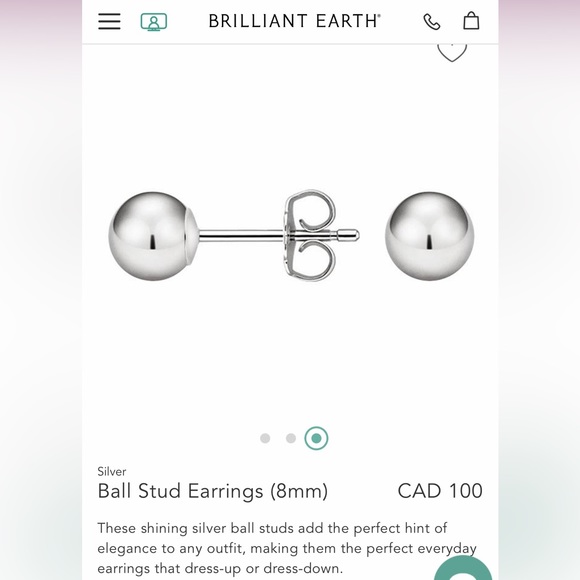 Silver Ball Stud Earrings - Picture 2 of 3